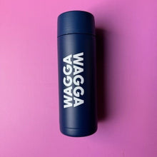 Load image into Gallery viewer, Navy blue bottle with 'WAGGA WAGGA' text on a pink background
